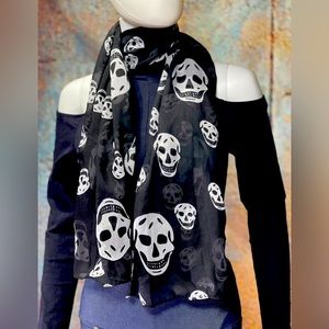NET Black with white scull sheer scarf